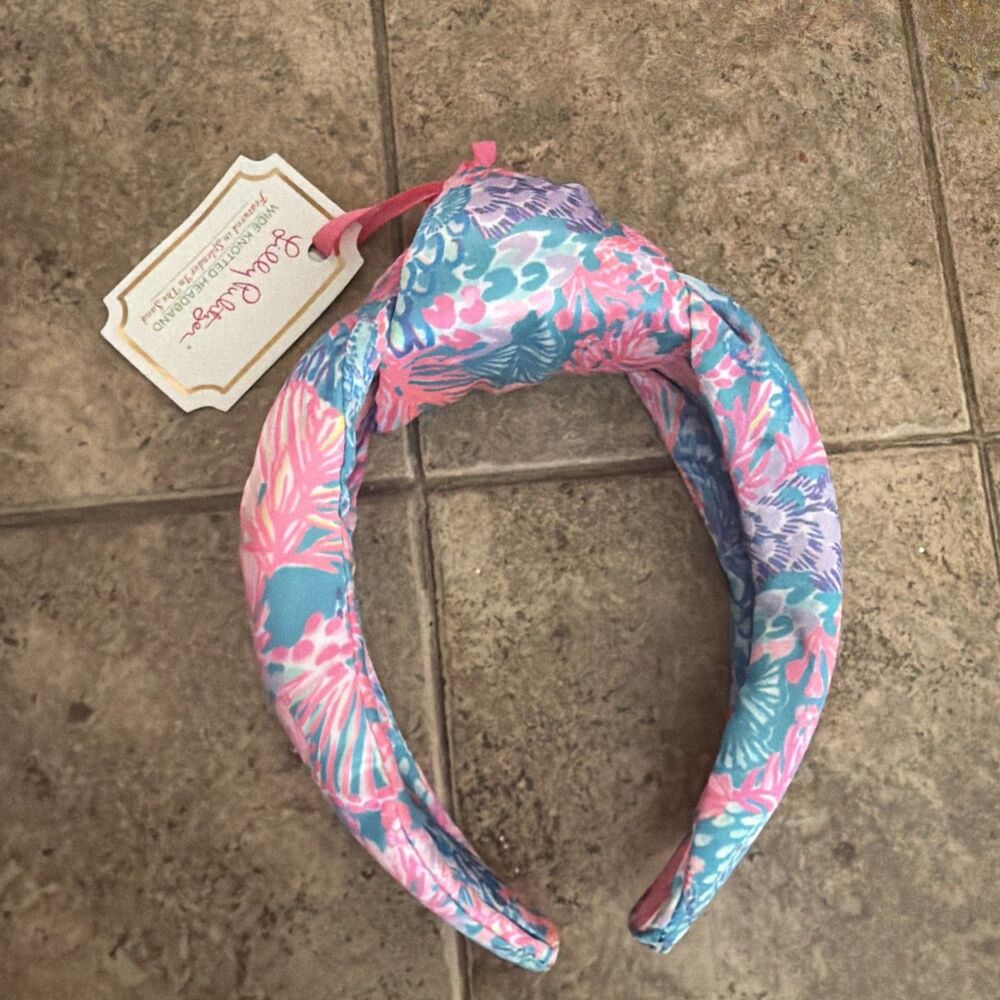 Lily Pulitzer Knotted Satin Headband” Splashdance” NWT